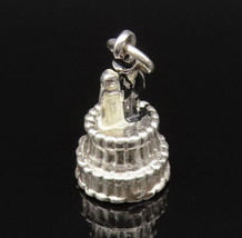 925 Sterling Silver - Vintage Enamel Bride &amp; Groom Charm Pendant - PT21060 - $27.26
