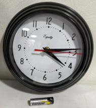Equity Quartz 25013 Black Frame Plastic Standard Analog Wall Clock 8 inc... - $13.81
