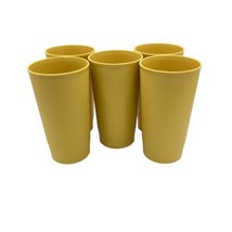 Tupperware Lot of 5 Cups Tumblers 12 oz Harvest Gold Yellow 873 USA Vintage - £9.72 GBP