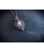 Handmade copper pendant with flower Lapis Lazuli, Boho style. - $126.00