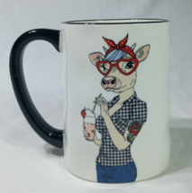 Signature Housewares Hipster Animal Mug Cow with Milkshake Pinup Coffee Mug - $12.73