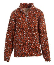 MSRP $50 Gingerly Rust &amp; Black Leopard Plush Pullover Black Size L/XL NWOT - $21.61