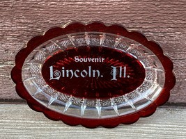 Antique Souvenir Ruby Flash Dish Souvenir Lincoln Illinois IL e.1900&#39;s  - £15.78 GBP