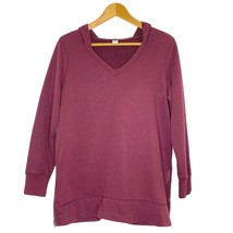 Old Navy Women&#39;s size Small L/S Pullover Hooded Sweatshirt Top Zippers Burgundy - £17.82 GBP