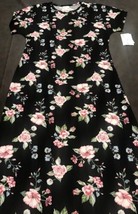 NWT LuLaRoe 3XL Black Pink Blue Green Floral Maria Scuba Fabric Long Maxi Dress - £39.04 GBP