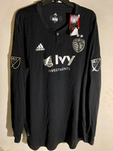 Adidas Authentic MLS Kansas City Sporting Team Long Sleeve Jersey Black sz XS - £19.96 GBP