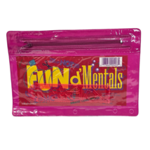 VINTAGE FUN D&#39;MENTALS PINK 3 RING BINDER SCHOOL SUPPLY CARRY CASE W RULE... - $8.55