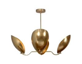 4 Light Curved Shades Pendant Mid Century Modern Raw Brass Sputnik chandelier - £486.94 GBP