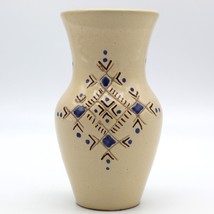 Berber Tribe Bud Vase 2005 4.5 inch Blue Brown Geometric Signed  Morocco Fez - £8.59 GBP
