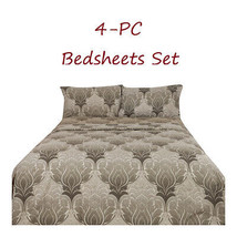 Geometric Design Bed Sheets   4-pc Set Gray Full Queen and King Size - £22.41 GBP+