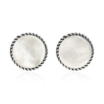 Exotic 12mm Round Mother of Pearl Sterling Silver Stud Earrings - £12.10 GBP