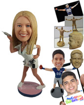 Personalized Bobblehead Female Nurse In Her Medical Outfit Showing The Way - Car - $91.00