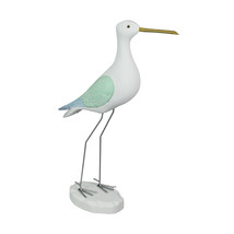16 Inch Hand Carved White Painted Wood Bird Statue Home Coastal Decor Sculpture - £22.33 GBP