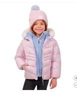 Snozu Boys Girls Jacket Pink Blue Puffer Hat Pockets Inner Bib Heavyweight - $834.40 MXN