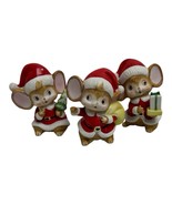 Set of 3 Vintage 1980 HOMCO Bisque Christmas Santa Mice Figurines Presen... - $16.00