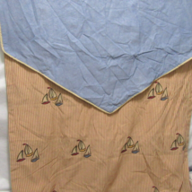 Custom Sailboat Embroidered Stripe 100x120 Fold-over Drapery Panel Set &amp; Valance - £95.92 GBP