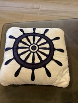 Nautical Theme Throw Pillow Decorative Pillow Quartermaster, Helm, Ships Wheel - £14.04 GBP