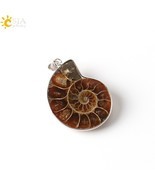 CSJA Natural Stones Pendants Ammonite Seashell Snail  Ocean Reliquiae Conch Anim - $16.23