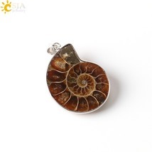 CSJA Natural Stones Pendants Ammonite Seashell Snail  Ocean Reliquiae Conch Anim - £13.01 GBP