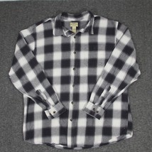 Blue Mountain Men&#39;s Flannel Button Up Shirt Long Sleeve Black White Plaid XLT - £11.54 GBP