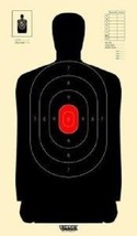 B34 Silhouette Targets - Black With Red Center Targets, Pack of 100 - £27.84 GBP