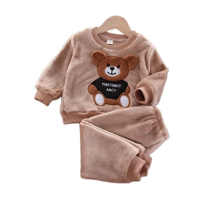 House Home 2020 New winter Baby Boy Girl Thicken Pajamas Set Flannel Fleece Todd - £35.17 GBP