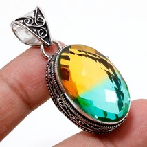 Multi Tourmaline Vintage Style Oval Shape Gemstone Pendant Jewelry 2.10&quot; SA 1924 - £4.78 GBP