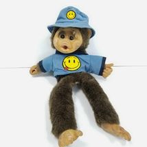 Hosung Plush Monkey Vintage Puppet Brown Chimp Chimpanzee Blue Hat Happy... - $21.03