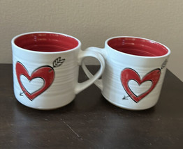 Spectrum Set of 2  Stoneware Coffee Mugs New Valentines Day Heart Love A... - £27.43 GBP