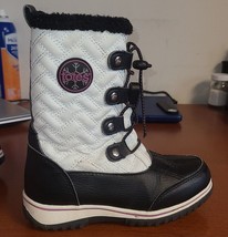 TOTES ThermoLite Girls Sz 13Y White/Black Quilted Faux Fur Inside Snow Boots - £10.16 GBP