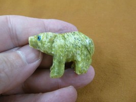 (Y-BEA-101) little Bear cub Green Serpentine GEMSTONE carving stone PERU... - $13.09