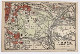 1904 Original Antique Map Of Vincennes CHARENTON-LE-PONT Paris France - £17.07 GBP