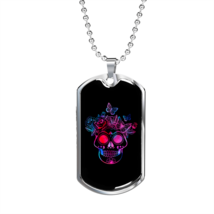 Calavera Mexican Sugar Skull 135 Color Necklace Stainless Steel or 18k Gold Dog - £37.92 GBP+
