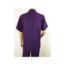 Men 2pc Walking Leisure Suit Short Sleeves By DREAMS 256-19 Solid Purple image 5