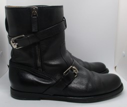Men’s GUCCI Black Leather Moto Buckle Boots Size 8.5 with Box  - £355.25 GBP