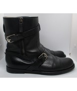 Men’s GUCCI Black Leather Moto Buckle Boots Size 8.5 with Box  - £352.25 GBP