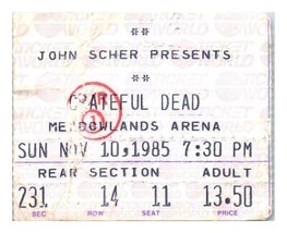 Grateful Dead Biglietto Del Concerto 10 Novembre 1985 Meadowlands New Jersey - $49.48