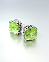 NEW Designer Style PETITE Silver Gold Balinese Peridot Green CZ Crystal Earrings - £16.02 GBP