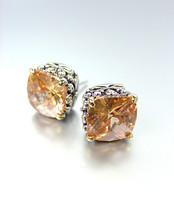 NEW Designer Style PETITE Silver Gold Balinese Brown Topaz CZ Crystal Earrings - $19.99