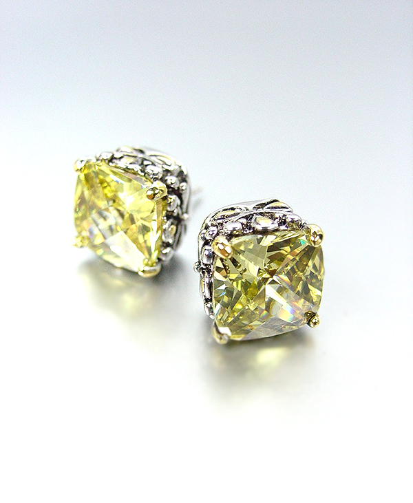 NEW Designer Style PETITE Silver Gold Balinese Yellow Citrine Crystal Earrings - $19.99