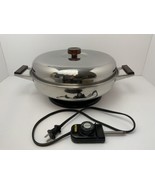 Vintage MCM Electric Skillet 12” with Dome Lid Wood Handles JCPenney Exc... - $49.45