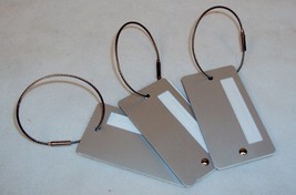 Luggage Tags ~ Set of 3, Aluminum Shell w/Braided Cable &amp; Screw Latch ~ ... - £7.79 GBP