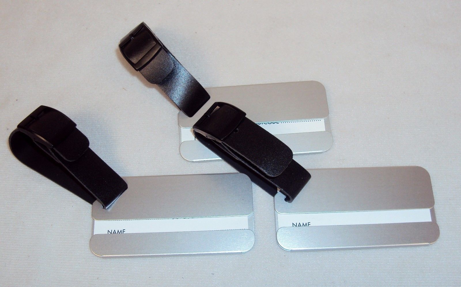 Primary image for Luggage Tags ~ Set of 3, Aluminum Shell w/Rubber Belt & Buckle Latch ~ LT358