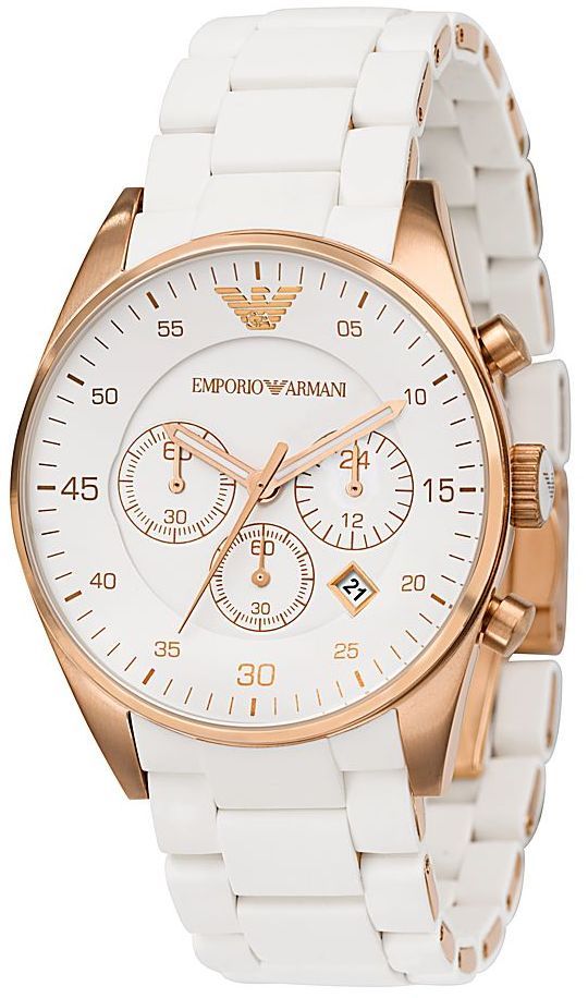 Armani AR5919 Mens White & Rose Gold Sportivo Watch