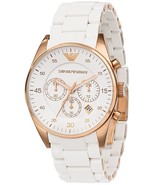 Armani AR5919 Mens White &amp; Rose Gold Sportivo Watch - £101.93 GBP