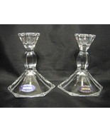 Crystal Candlestick Holders Pair 24% Lead Labeled 4 Inches Tall - £19.65 GBP