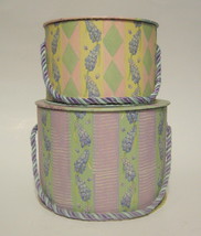 Hat Box Duo Stacking Fruit &amp; Floral Themed with Carrying Cord - £19.92 GBP