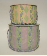 Hat Box Duo Stacking Fruit &amp; Floral Themed with Carrying Cord - £19.61 GBP