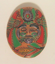 Mayan Mexican Tribal Warrior Mask Painted Ceramic 5 Inches Tall - £19.97 GBP