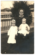 Real Photo Postcard RPPC Mother with Two Babies in the Front Yard - AZO - $5.45